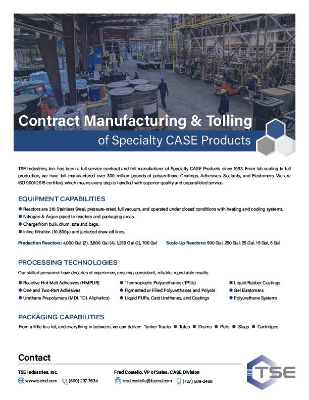 Contract Manufacturing and Tolling of Specialty CASE Products